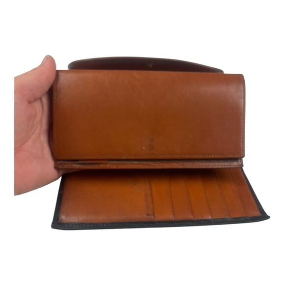 DOONEY & BOURKE Wallet Clutch Navy Blue Tan Vintage Kiss-Lock Bifold Classic - Picture 8 of 15